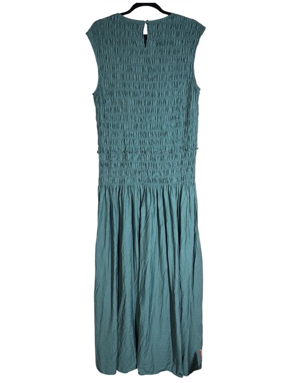 Banana Republic Smocked Bodice Maxi Dress Linen Thermal Spring Blue Size XL TALL - Picture 3 of 10